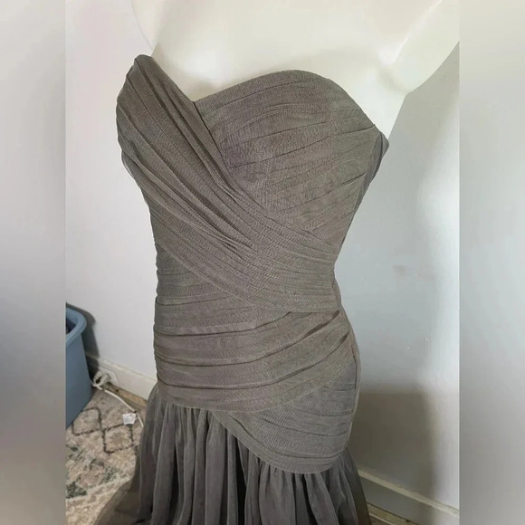 NWT White‎ by Vera Wang Gown Charcoal Fit & Flare Bodycon Bridesmaid Prom Formal - Picture 2 of 13